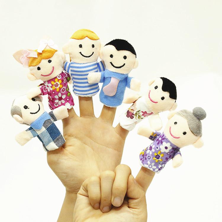指人形 6体セット 家族 縫いぐるみ 家族みんなで指人形 物語 童謡 教育ハンドトイ フィンガーパペット